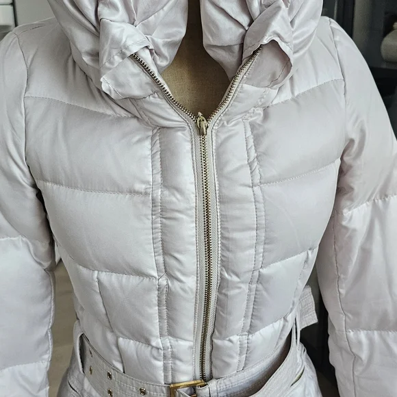 Zara Women's Quilted Puffer Jacket Down Filled with Belt - Picture 10 of 12